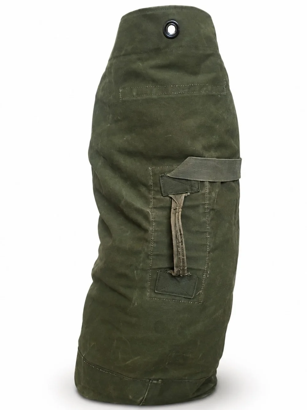 Vintage olive green canvas duffle bag